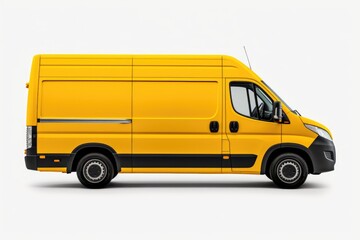 Wall Mural - A yellow van is parked on a white surface. Suitable for transportation, delivery, or urban scenes