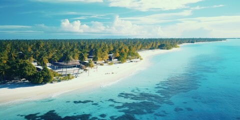 Wall Mural - A stunning aerial perspective of a beautiful beach and resort. Perfect for travel brochures and websites