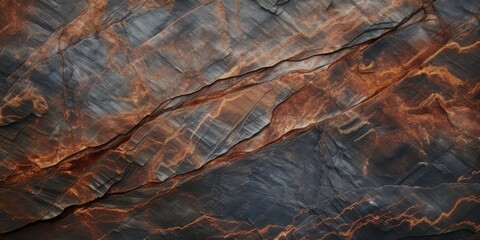 Poster - A detailed close-up view of a textured rock surface with a plane visible in the background. Suitable for various applications