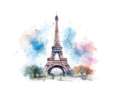 Fototapeta Boho - Watercolor sketch of Eiffel Tower Paris France. Vector illustration design.