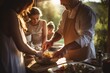 © Fotograf - A group of people working together to prepare food in a kitchen. This versatile image can be used to showcase teamwork, cooking, culinary skills, or a bustling kitchen environment