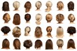 A picture showcasing a collection of different hairstyles on a woman's head. Can be used for hair salon promotions or hairstyle inspiration