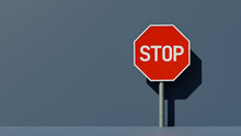 Red Stop Sign Concept Background, 3d Rendering