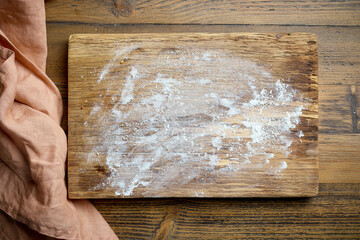 Sticker - flour on wooden cutting board