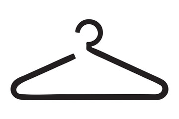 Coat hanger black icon isolated on white background.Clothes hanger. Vector illustration. Vector 