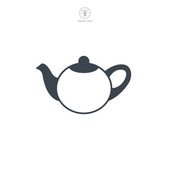 Wall Mural - Tea Pot Icon symbol vector illustration isolated on white background