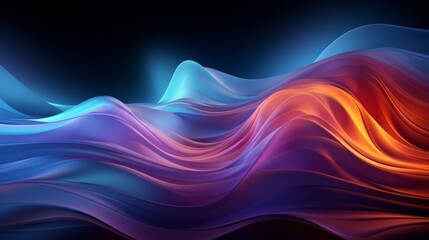 Wall Mural - An ethereal blend of vibrant hues and organic shapes dance upon the darkness, evoking a mesmerizing sense of otherworldly beauty through the lens of fractal art