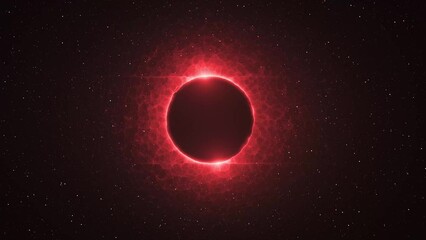 Wall Mural - Sphere Blocking Sun Creating Fiery Red Light Around In The Outer Space. abstract