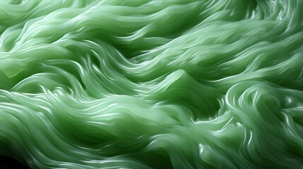 Poster - A mesmerizing abstract landscape, with rippling waves of vibrant green evoking a sense of fluidity and movement