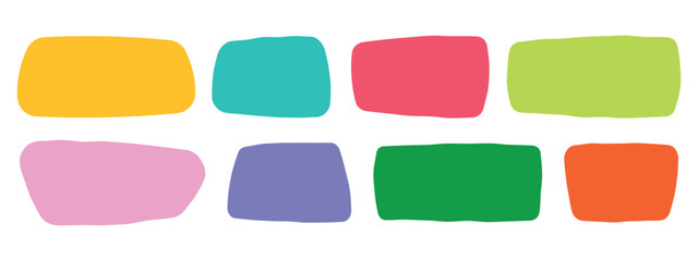hand drawn organic rectangles. vector geometrical shapes. color speech bubble blobs. vector illustra