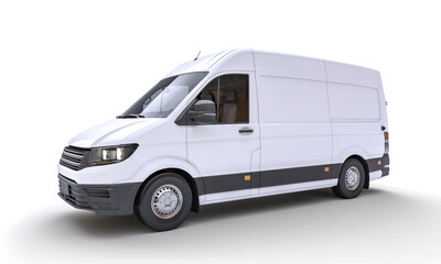 Wall Mural - white transport van. 3d render