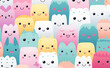 Whimsical Kawaii Delight: A Playful Pattern of Funny and Cute Characters