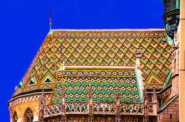 hungary,budapest : matyas churc, roof