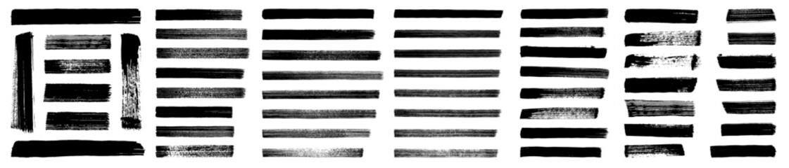 Wall Mural - straight line vector brush strokes. black hand drawn stripes, smears. chinese or japanese calligraph