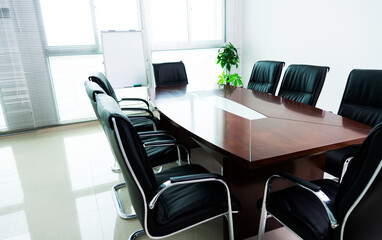 Wall Mural - Empty conference room with table and chairs