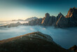 © Airpixelsmedia - Majestic Sunrise Over Tre Cime Dolomites: Aerial View of Mountain Peaks in Tranquil Cloud Inversion