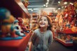 happy child in a toy store. gifts for children