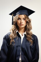 Wall Mural - Pretty Woman Celebrating Her Graduation Created With Generative AI Technology
