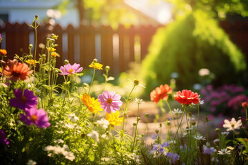 Wall Mural - beautiful garden with flowers