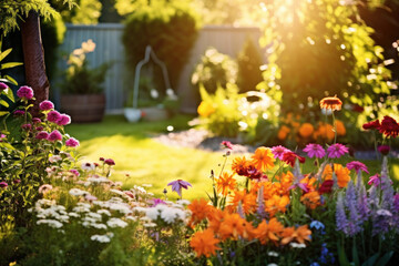 Wall Mural - beautiful garden with flowers