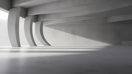 Wall Mural - 3d render of abstract futuristic architecture with empty concrete floor