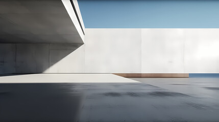 Wall Mural - 3d render of abstract futuristic architecture with empty concrete floor