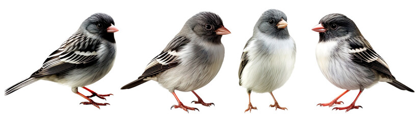 Dark eyed junco bird standing isolated on transparent or white background