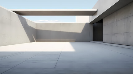 Wall Mural - 3d render of abstract futuristic architecture with empty concrete floor