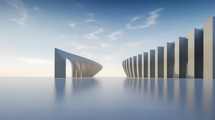 Wall Mural - 3d render of abstract futuristic architecture with empty concrete floor