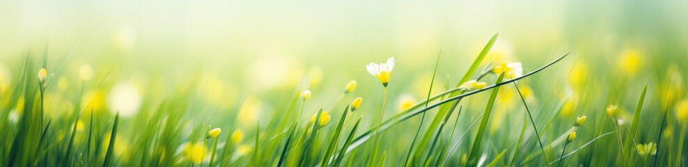 Wall Mural - blooming flower field with white flowers