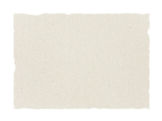 Piece of recycled paper with torn edges isolated on white background, copy space