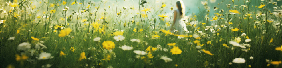 Wall Mural - grass and flower field
