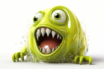 slime monster 3D rendering white background