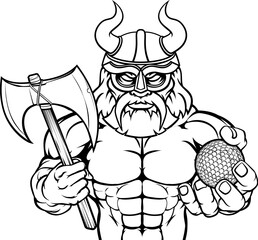 Wall Mural - A Viking warrior gladiator golf sports mascot