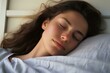 A beautiful woman lying in a soft and comfortable bed and sleeping happily. generative AI