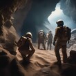 A team of explorers discovering a hidden underground city on a barren asteroid1
