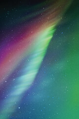 Wall Mural - Night starry sky and Northern lights. Red-green aurora borealis