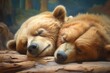 bears eyes closed in peaceful sleep in den