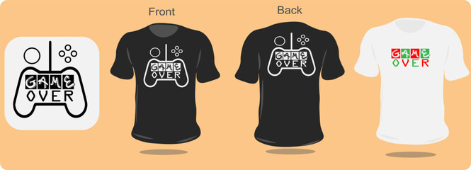 Vector set template of male T-shirts game, Vector set template of male T-shirts gamers