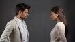 © елена калиничева - Man and a woman in a quarrel. Conflicts between husband and wife. Concept of divorce, disagreement, relationship troubles misunderstanding in family.