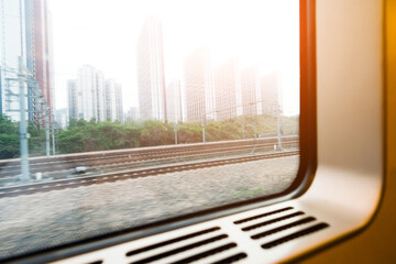 Wall Mural - City landscape from the window of the train