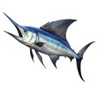 3D Blue Marlin Fish Isolated On Transparent Background