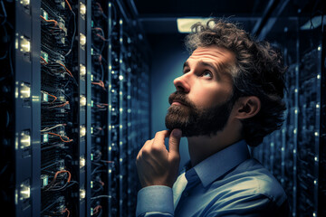 Digital technologies it programmer worker in modern network space working Generative AI