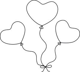 continuous line art drawing of heart beat hand drawn balloon festive balloons vector illustration