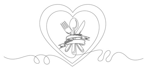 Wall Mural - fork and knife on a plate