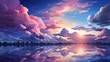Beautiful Sky Purple Blue Color Morning, Background Banner HD, Illustrations , Cartoon style