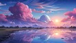 Beautiful Sky Purple Blue Color Morning, Background Banner HD, Illustrations , Cartoon style