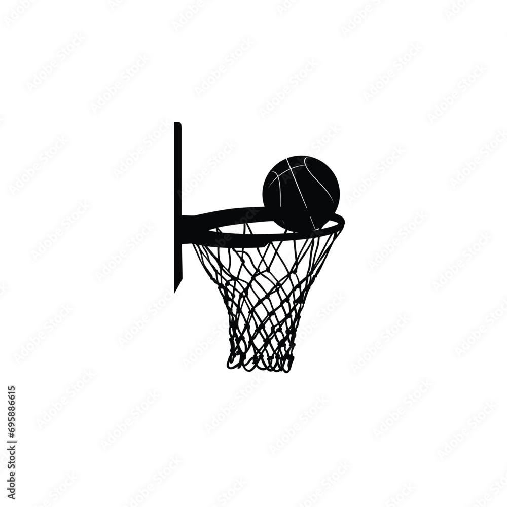Icons for basketball that are flat. Sporting icons in white and black ...