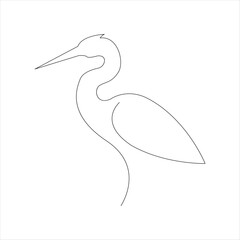 Wall Mural - Continuous heron single line drawing icon vector outline illustration