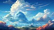 Blue Sky Clouds Sun Light Background, Background Banner HD, Illustrations , Cartoon style